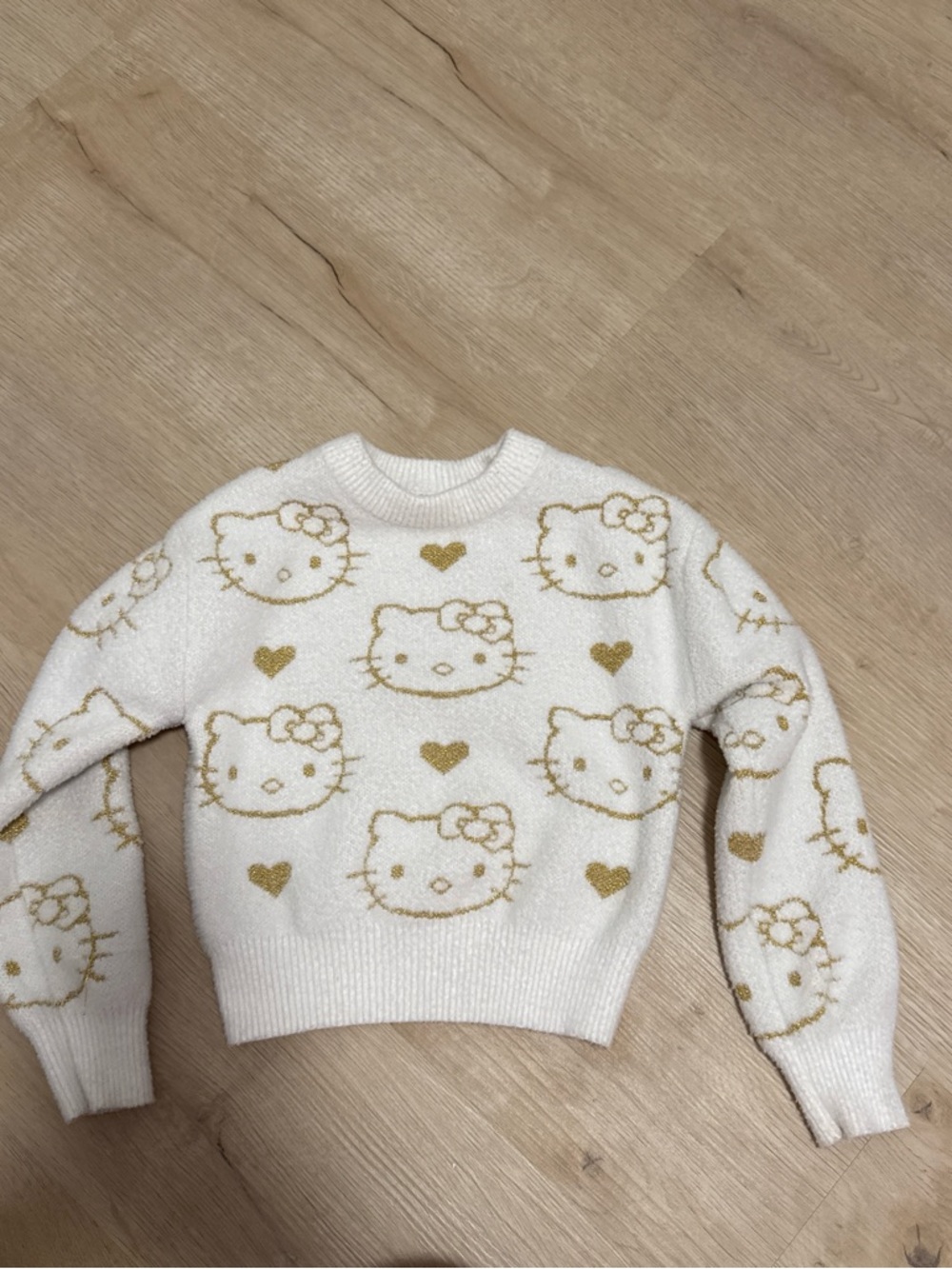 Hello Kitty White Sweater with Gold Motifs